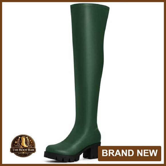 Platform Over Knee Boots Women's Size 6-10 Chunky Heel Thigh High - Picture 2 of 7